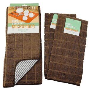 Dish Drying Mat Kitchen Towels Microfiber Brown Window Pane Check